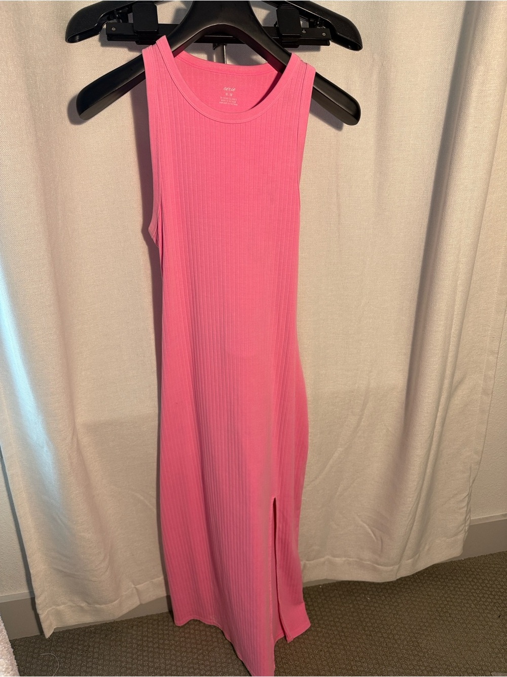 aerie Hot Pink Ribbed Backless Maxi Dress